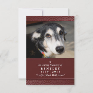 Pet Memorial Kaart 3,5 x 5 inch - Rood - Gods tuin