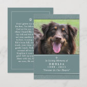 Pet Memorial Kaart 3.5x5 Blauwgroen - Don't Grieve (Voorkant / Achterkant)
