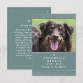 Pet Memorial Kaart 3.5x5 Blauwgroen gebed voor hui (Voorkant / Achterkant)