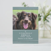 Pet Memorial Kaart 3.5x5 Blauwgroen - Weep geen ge (Staand voorkant)