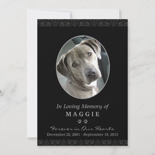 Pet Memorial Kaart 5"x7" Black Oval Photo Lijst (Voorkant)