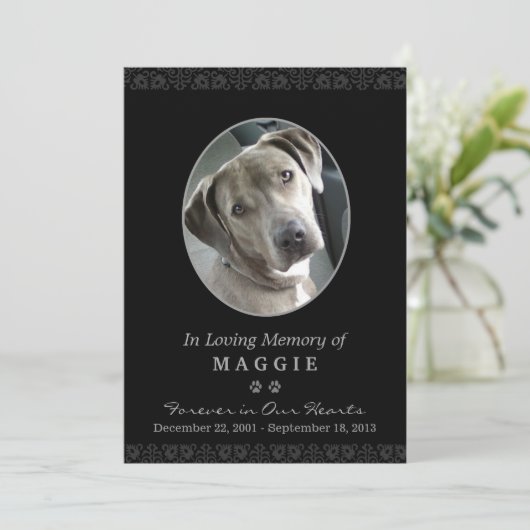Pet Memorial Kaart 5"x7" Black Oval Photo Lijst (Staand voorkant)