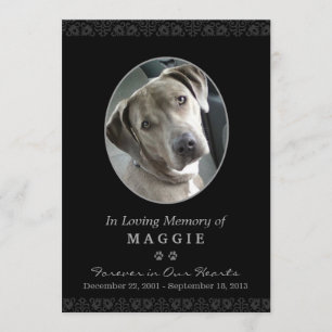 Pet Memorial Kaart 5"x7" Black Oval Photo Lijst