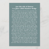 Pet Memorial Kaart 5"x7" Blauwgroen regenboogbrug  (Achterkant)