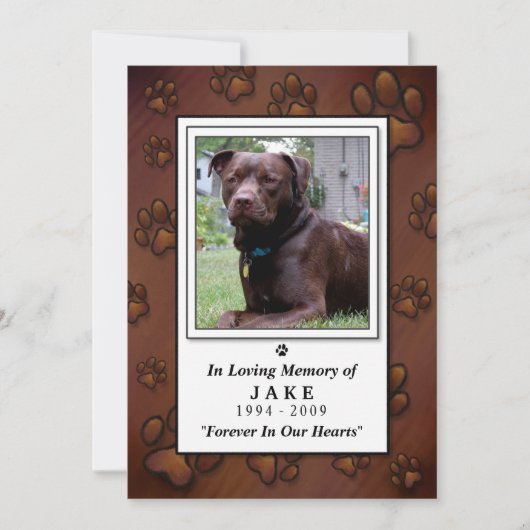 Pet Memorial Kaart 5"x7" - Chocolate Brown Foto (Voorkant)