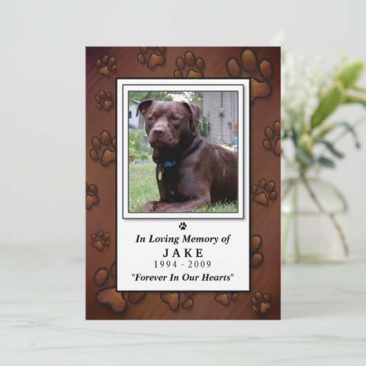 Pet Memorial Kaart 5"x7" - Chocolate Brown Foto (Staand voorkant)