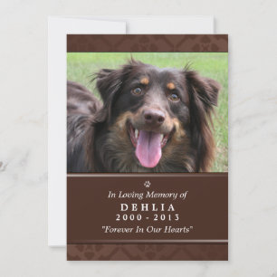 Pet Memorial Kaart 5"x7" Donkerbruin - Vrouw Pet