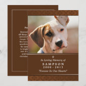 Pet Memorial Kaart 5"x7" Middelgrote bruine foto (Voorkant / Achterkant)