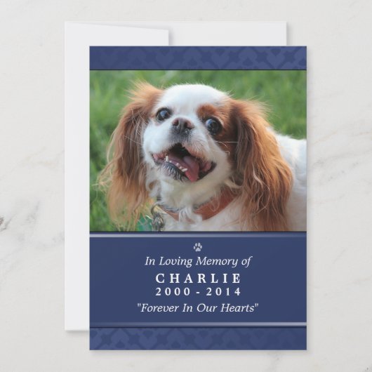 Pet Memorial Kaart 5"x7" Navy Blue - voor mannelij (Voorkant)