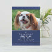 Pet Memorial Kaart 5"x7" Navy Blue - voor mannelij (Staand voorkant)
