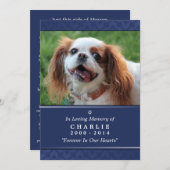 Pet Memorial Kaart 5"x7" Navy Blue - voor mannelij (Voorkant / Achterkant)