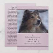 Pet Memorial Kaart 5"x7" Pink Modern - Vrouw Pet (Voorkant / Achterkant)