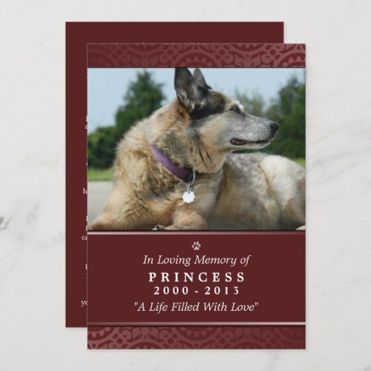 Pet Memorial Kaart 5"x7" Rainbow Bridge (Vrouw) (Voorkant / Achterkant)