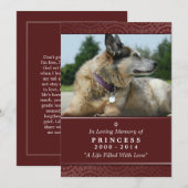 Pet Memorial Kaart 5"x7" Rood — Don't Grieve Poem (Voorkant / Achterkant)