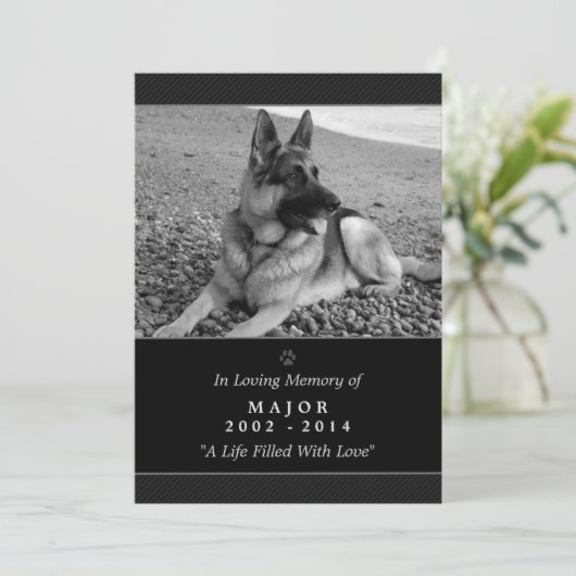 Pet Memorial Kaart 5"x7" zwart - God zegene u gedi (Staand voorkant)
