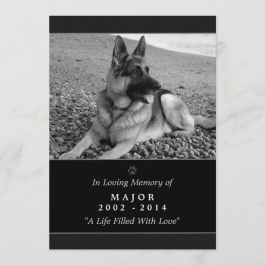 Pet Memorial Kaart 5"x7" zwart - God zegene u gedi (Voorkant)