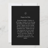 Pet Memorial Kaart 5 x 7 Black Photo Pet's Prayer (Achterkant)
