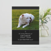 Pet Memorial Kaart 5 x 7 Black Photo Pet's Prayer (Staand voorkant)