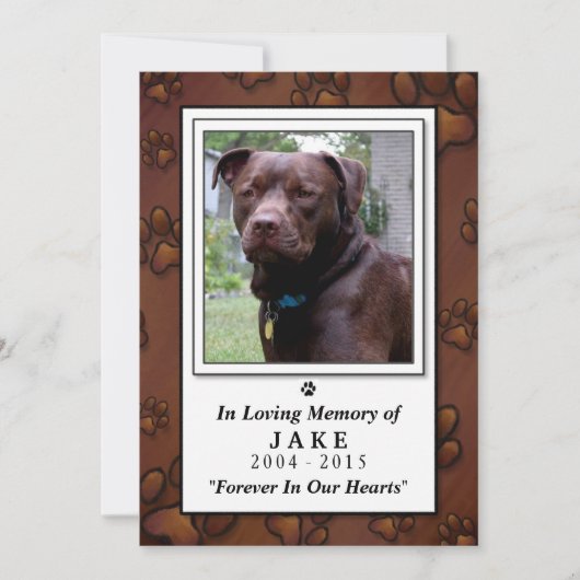 Pet Memorial Kaart 5 x 7 - Bruin handschrift (Voorkant)