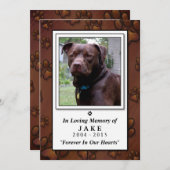 Pet Memorial Kaart 5 x 7 - Bruin handschrift (Voorkant / Achterkant)