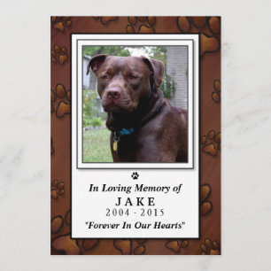 Pet Memorial Kaart 5 x 7 - Bruin handschrift