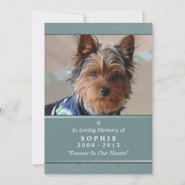 Pet Memorial Kaart 5x7 Blauwgroen gebed voor huisd