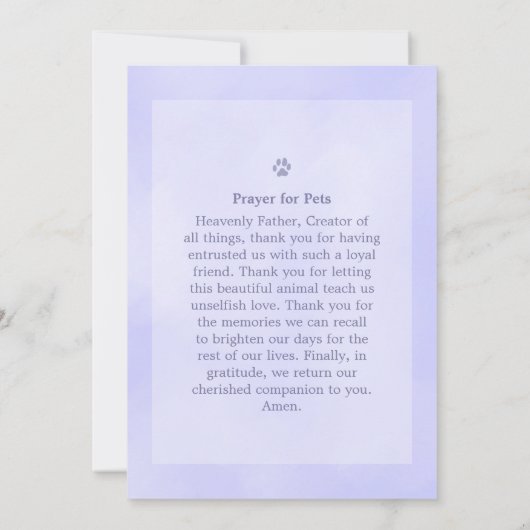 Pet Memorial Kaart 5x7 - Heavenly Blue Pawprints (Achterkant)