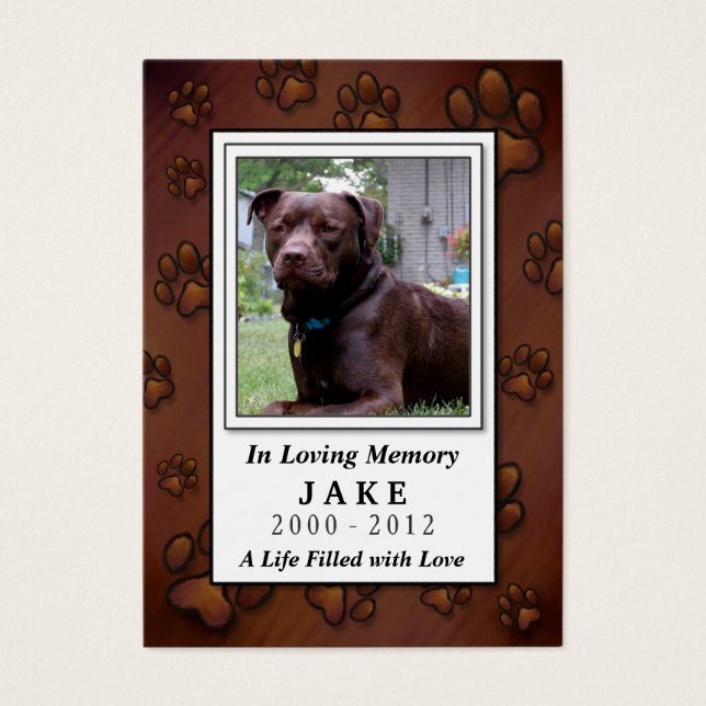 Pet Memorial Kaart - Chocolate Brown - Pet's Praye (Voorkant)