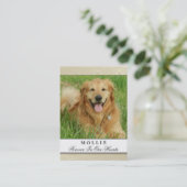Pet Memorial Kaart Creme - Contentent gedicht Visitekaartje (Staand voorkant)