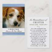 Pet Memorial Kaart Light Blue Contented Poem Visitekaartje (Voorkant / Achterkant)