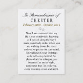 Pet Memorial Kaart Light Blue Contented Poem Visitekaartje (Achterkant)