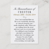 Pet Memorial Kaart Light Blue Contented Poem Visitekaartje (Achterkant)