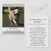 Pet Memorial Kaart Light Grey Contented Poem Visitekaartje (Voorkant / Achterkant)