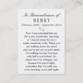 Pet Memorial Kaart Light Grey Contented Poem Visitekaartje (Achterkant)