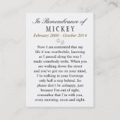 Pet Memorial Kaart Maroon Foto - Contentgedicht Visitekaartje (Achterkant)