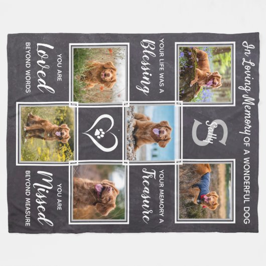 Pet Memorial Keepomwille Dog Photo Collage Fleece Deken (Voorkant (Horizontaal))