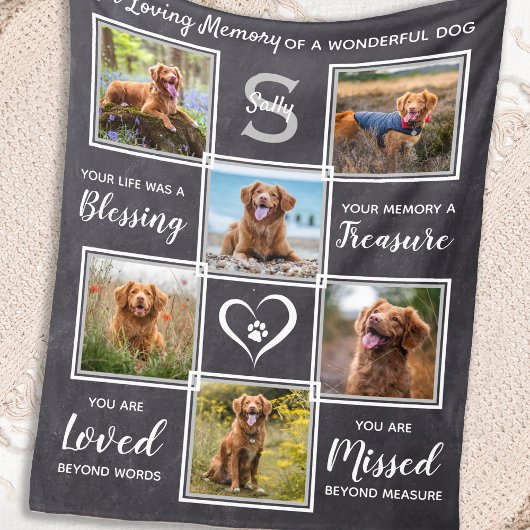 Pet Memorial Keepomwille Dog Photo Collage Fleece Deken