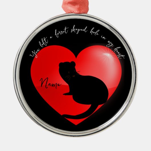 Pet memorial keepomwille ferret metalen ornament (Voorkant)