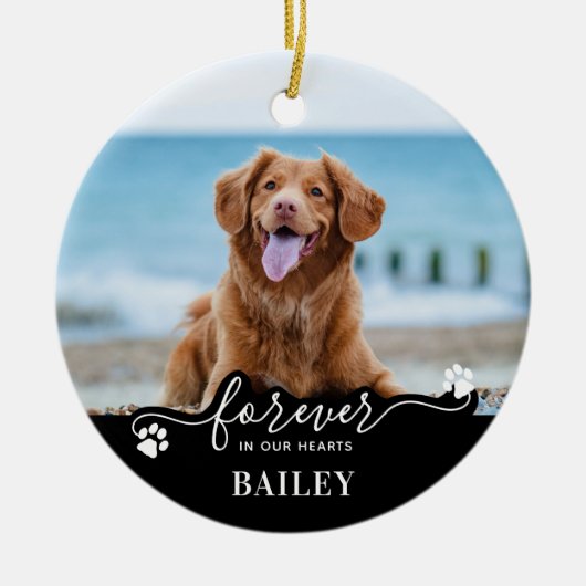 Pet Memorial Keepomwille Personalized 2 Dog Photo Keramisch Ornament (Voorkant)