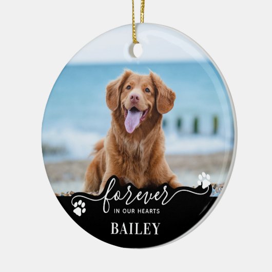 Pet Memorial Keepomwille Personalized 2 Dog Photo Keramisch Ornament (Links)