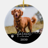 Pet Memorial Keepomwille Personalized 2 Dog Photo Keramisch Ornament (Achterkant)