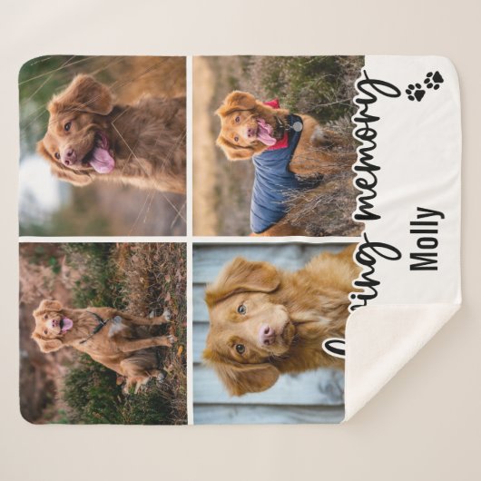 Pet Memorial Keepomwille Photo Collage Sherpa Deken (Voorkant (horizontaal))