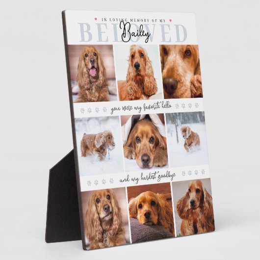 Pet Memorial Keepsake Custom Hond Kat Fotocollage Fotoplaat (Zijkant)