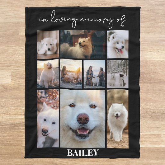 Pet Memorial Keepsake Fotocollage Naam Fleece Deken