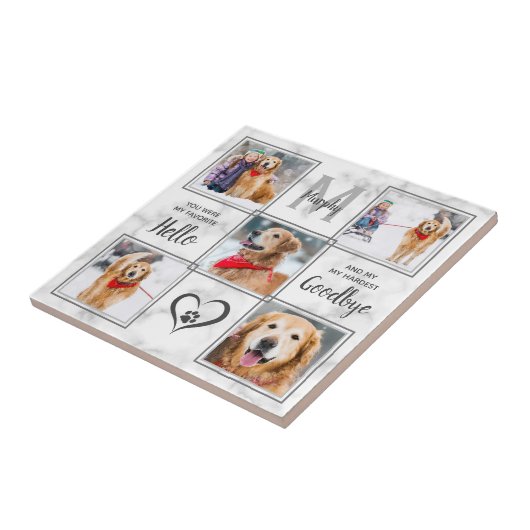 Pet Memorial Keepslag 5 Foto Collage Dog Tegeltje (Zijkant)