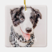 Pet Memorial Keepslag voor altijd in ons hart Foto Keramisch Ornament (Voorkant)