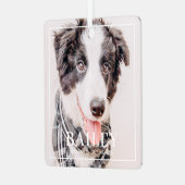 Pet Memorial Keepslag voor altijd in ons hart Foto Metalen Ornament (Voorkant links)