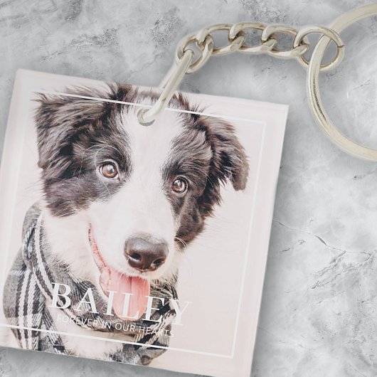 Pet Memorial Keepslag voor altijd in ons hart Foto Sleutelhanger