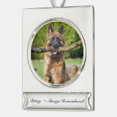 Pet Memorial Kerstornament Foto Keepomwille Verzilverd Banner Ornament (Links)