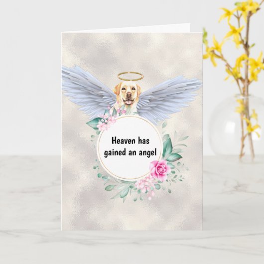 Pet memorial Labrador dog angel wings gedicht Kaart (Gele Bloem)